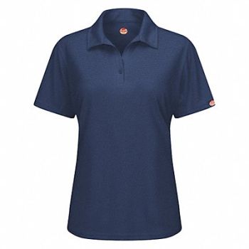 RED KAP Short Sleeve Polo Wmn 2XL Navy Polyester, 45EY78
