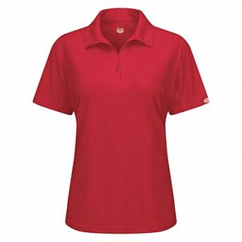 RED KAP Short Sleeve Polo Womens 2XL Red Button, 45EY92