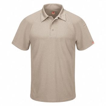 RED KAP Short Sleeve Polo 2XL Tan Button 5 oz., 45EZ70