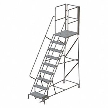 TRI-ARC Rolling Ladder Steel 9 Steps Cap. 450lb., 45FF58