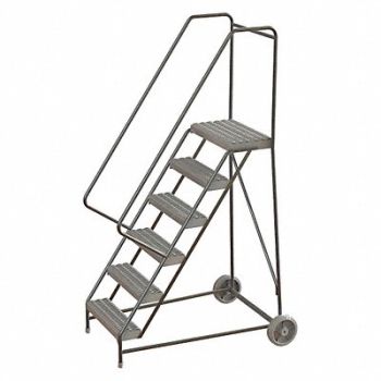 TRI-ARC Wheelbarrow Ladder Alum. 6 Steps 350 lb., 45FG09