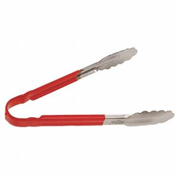 CRESTWARE Tong Red 10 in L Stainless Steel, 45GH26