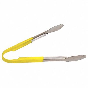 CRESTWARE Tong Yellow 12 in L Stainless Steel, 45GH32