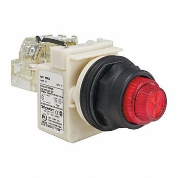 SCHNEIDER ELECTRIC Push to Test Pilot Light Red Incand, 45J190