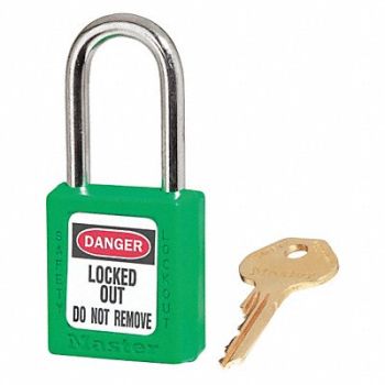 MASTER LOCK Lockout Padlock KA Green 1-3/4 H, 45JC74