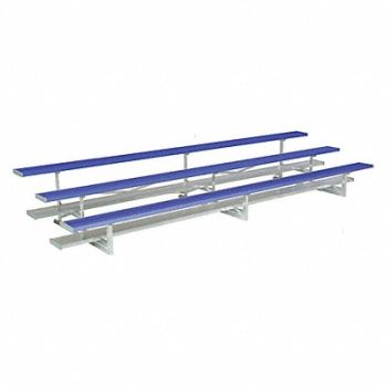 NATIONAL RECREATION SYSTEMS Bleacher 3 Rows 54 Seats 27 ft L Blue, 45JT64