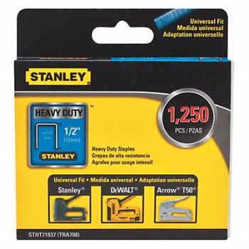 STANLEY Staple 1/2 Leg L (In.) Heavy Duty PK1250, 45JX19