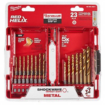 MILWAUKEE Hex Shank Drill Set 23pc HSS, 45KM96