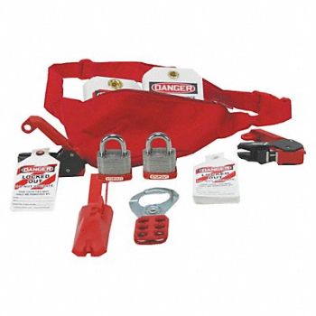 STOPOUT Lockout/Tagout Kit Red Nylon Pouch Case, 45KY18