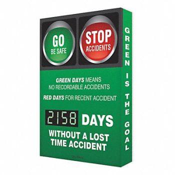 DIGI-DAY2 Electronic Scoreboard 28in x 20in Green, 45KY41