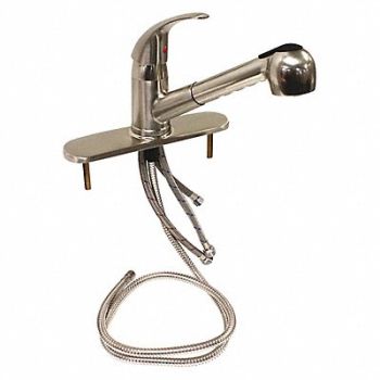 DOMINION FAUCETS Low Arc Pull Out Brushed Nickel 1.8gpm, 45L023