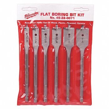 MILWAUKEE Spade Bit Set 3/8 to 1 6 pc., 45L171