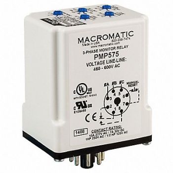 MACROMATIC Phase Monitor Relay 480-600VAC Plug SPDT, 45LU84