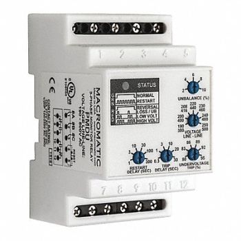 MACROMATIC Phase Monitor Relay 480-600VAC DIN DPDT, 45LU86
