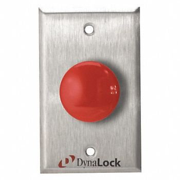 DYNALOCK Exit Push Button SS Red Red Switch, 45LX54