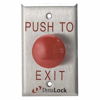 DYNALOCK Push to Exit Button SS Silver, 45LX56