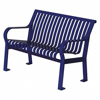 THOMAS STEELE Outdoor Bench 48 in L 27-1/2 in W Blue, 45MK11