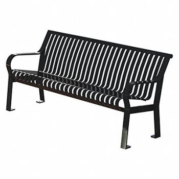 THOMAS STEELE Outdoor Bench 71 in L 27-1/2 in H Blck, 45MK15