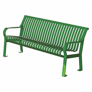 THOMAS STEELE Outdoor Bench 71 in L 27-1/2 in W Grn, 45MK16