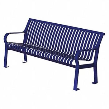 THOMAS STEELE Outdoor Bench 71 in L 27-1/2 in W Blue, 45MK17