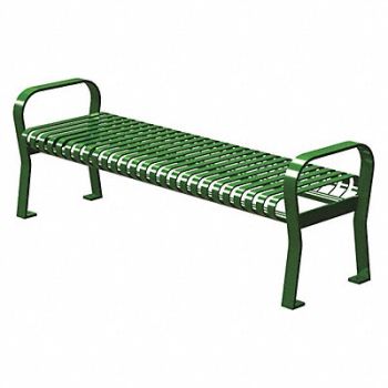 THOMAS STEELE Outdoor Bench 71 in L 25-1/2 in W GRN, 45MK19