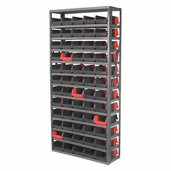 AKRO-MILS K6926 Bin Shlvng 12x79x36in Black Red, 45MV88