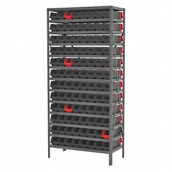 AKRO-MILS Bin Shlvng 18x79x36in Black Red, 45MV90