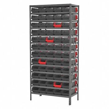 AKRO-MILS K5256 Bin Shlvng 18x79x36in Black Red, 45MV92