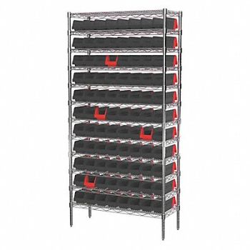 AKRO-MILS Bin Shlvng 14x74x36in Black Red, 45MV93