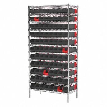 AKRO-MILS K6935 Bin Shlvng 18x74x36in Black Red, 45MV96