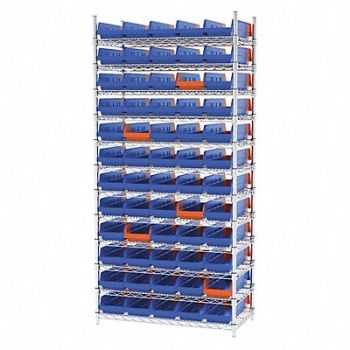 AKRO-MILS K6934 Bin Shlvng 18x74x36in Blue Orange, 45MV97