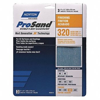 NORTON Sandpaper Sheet 11 in L 9 in W PK20, 45MY81