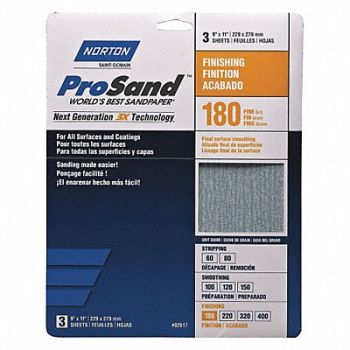 NORTON Sandpaper Sheet 11 in L 9 in W PK20, 45MY83
