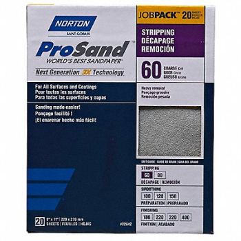 NORTON Sandpaper Sheet 11 in L 9 in W PK20, 45MY88