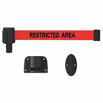 BANNER STAKES Retractable Belt Barrier Restricted Area, 45NC44