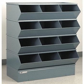 STACKBIN J4610 Sectional Bin Unit 12 Gray 41-1/2 in H, 45NH70