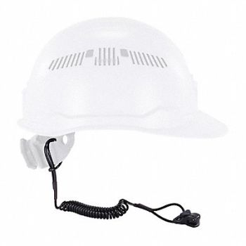 ERGODYNE Coil Hard Hat Lanyard Clamp 13in.L Black, 45NJ46