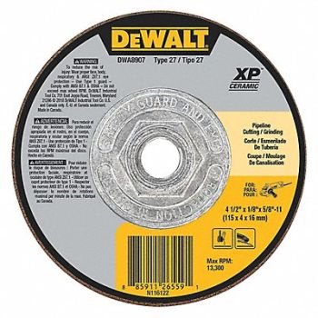 DEWALT Cut-Off Wheel 13300 rpm 4-1/2 dia., 45NK11
