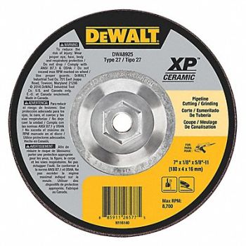 DEWALT Cut-Off Wheel 8700 rpm 7 Dia Type 27, 45NK29