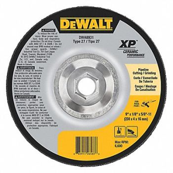 DEWALT Cut-Off Wheel 6600 rpm 9 Dia Type 27, 45NK35