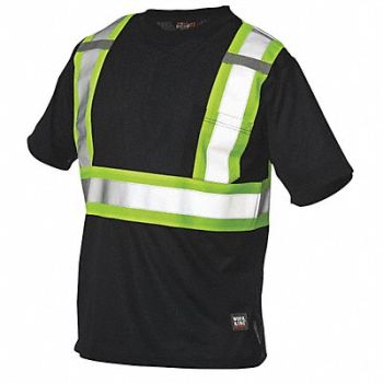 TOUGH DUCK Hi-Vis T-Shirt Black 2XL, 45NM70