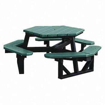 ULTRASITE Picnic Table Green 72 in W Hexagon, 45NR20