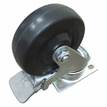WESTWARD Rubber Caster with Full Break 4x1-1/4, 45P720
