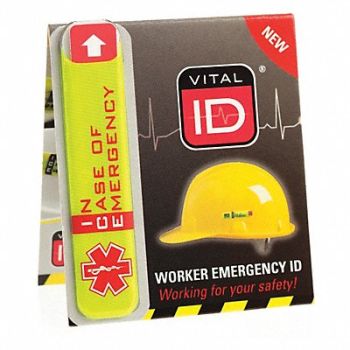 VITAL ID Hard Hat I.D Yllw 1/2in.Hx2-3/4in.W PK25, 45PC76