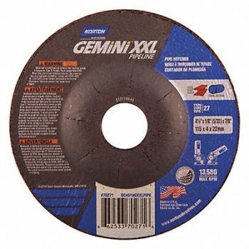 NORTON Depressed Center Wheel 5in 7/8 Arbor, 45PL23