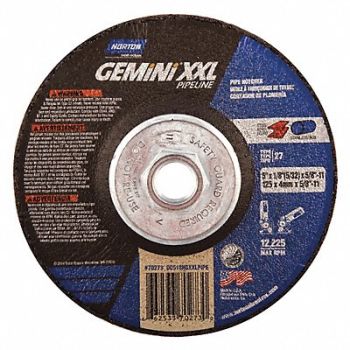 NORTON Depressed Center Wheel 5in 5/8-11 Arbor, 45PL22