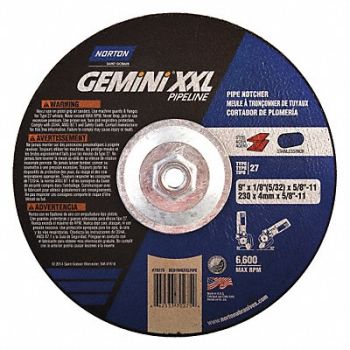 NORTON Depressed Center Wheel 9in 5/8-11 Arbor, 45PL28