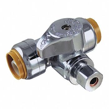 SHARKBITE Tee Stop Valve Brass 1/2 x 1/4 Tube, 45RF76