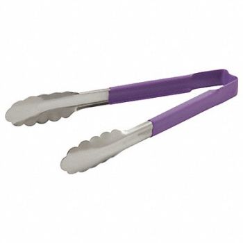 VOLLRATH Utility Tong Purple 9-1/2 in Overall L, 45RJ82