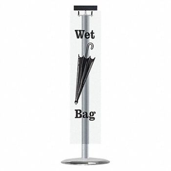 TENSABARRIER Wet Umbrella Bag Holder Satin Aluminum, 45RL35